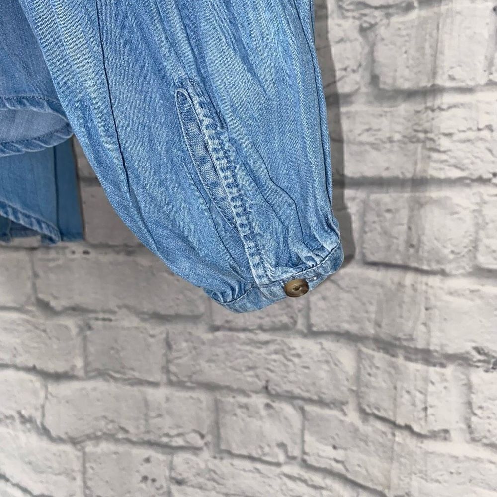 Terra & Sky new w/tags 14 women denim blue button down blouse w/front tie - Picture 7 of 12